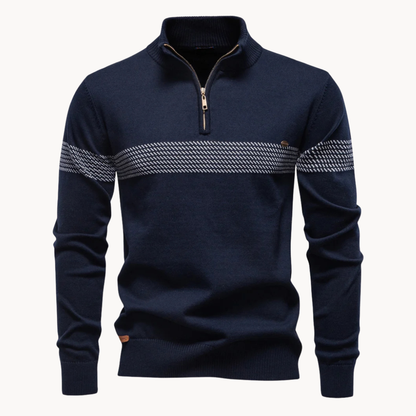 Kingsley | Men’s Half-Zip Stripe Knit Sweater