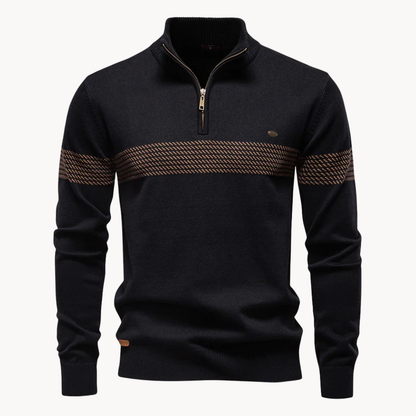 Kingsley | Men’s Half-Zip Stripe Knit Sweater