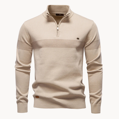 Kingsley | Men’s Half-Zip Stripe Knit Sweater