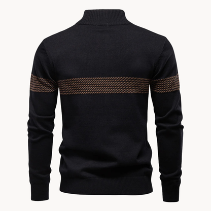 Kingsley | Men’s Half-Zip Stripe Knit Sweater