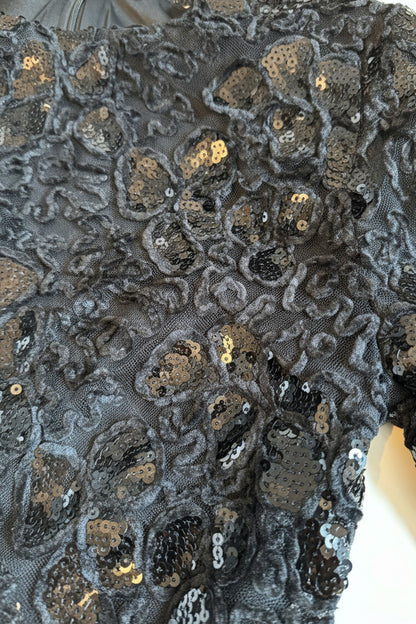 Callia | Black Lace & Sequin Long-Sleeve Maxi Gown