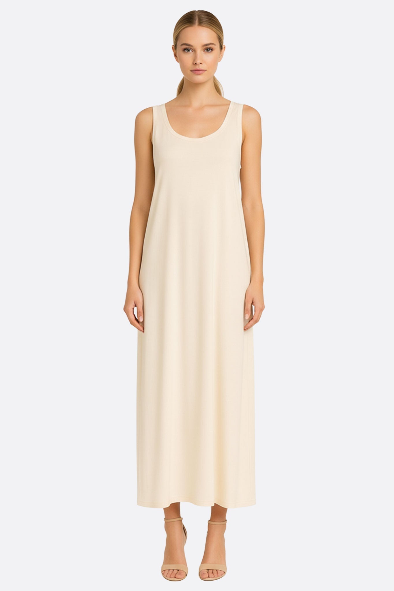 Liora | Ivory Soft-Neck Flowing Maxi Dress