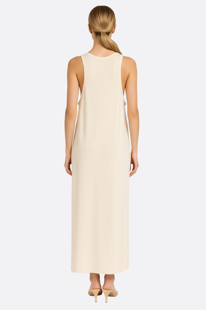 Liora | Ivory Soft-Neck Flowing Maxi Dress