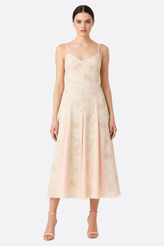 Marivienne | Floral Chiffon Spaghetti-Strap Maxi Dress