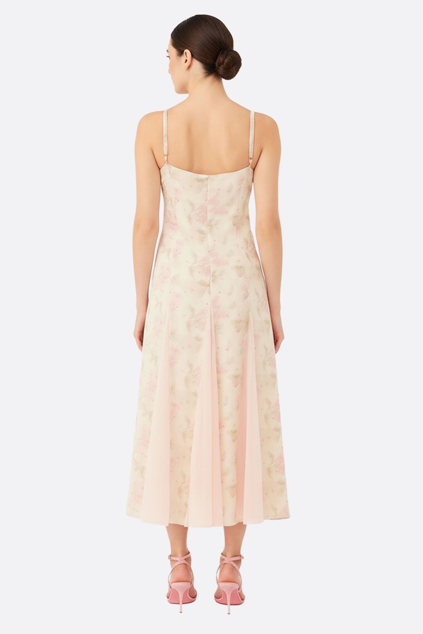 Marivienne | Floral Chiffon Spaghetti-Strap Maxi Dress