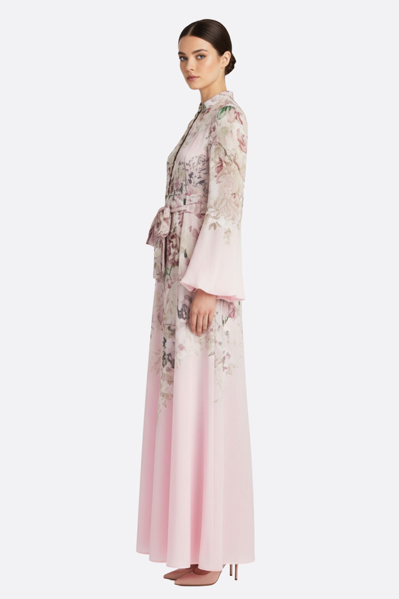 Rosaline | Floral Jewel-Button Maxi Dress
