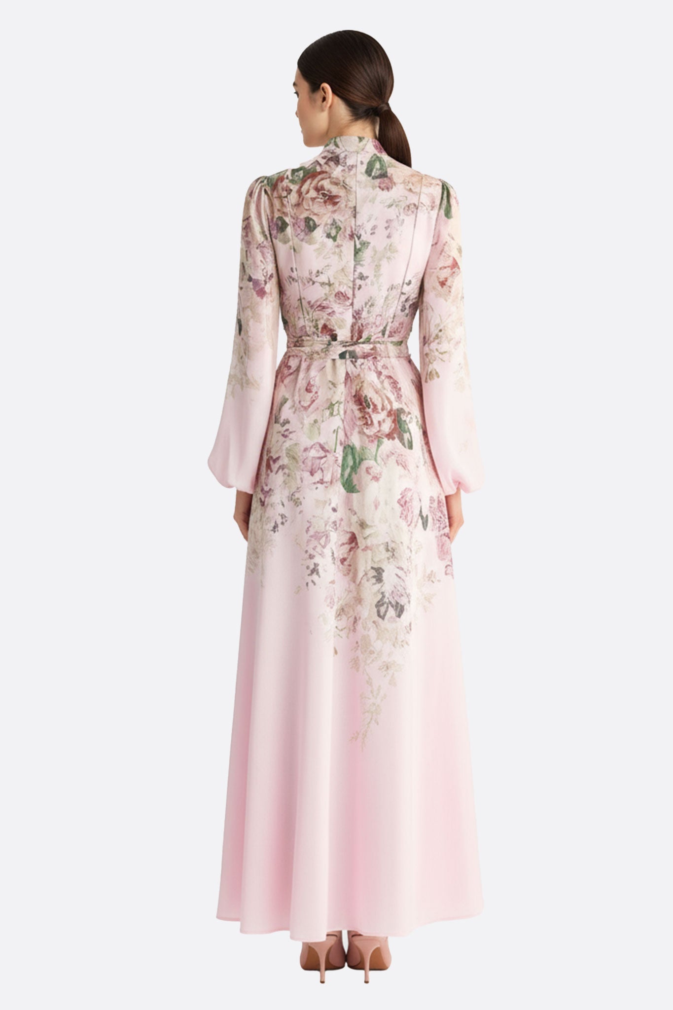 Rosaline | Floral Jewel-Button Maxi Dress
