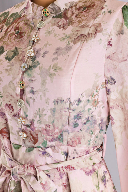 Rosaline | Floral Jewel-Button Maxi Dress