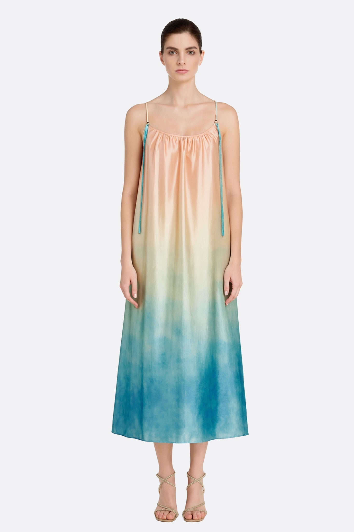 Selestia | Sunset Ombre Satin Maxi Dress