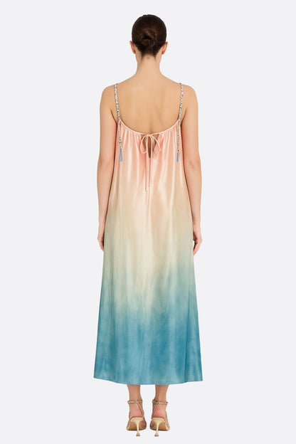 Selestia | Sunset Ombre Satin Maxi Dress