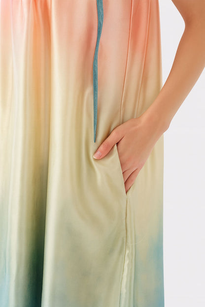 Selestia | Sunset Ombre Satin Maxi Dress